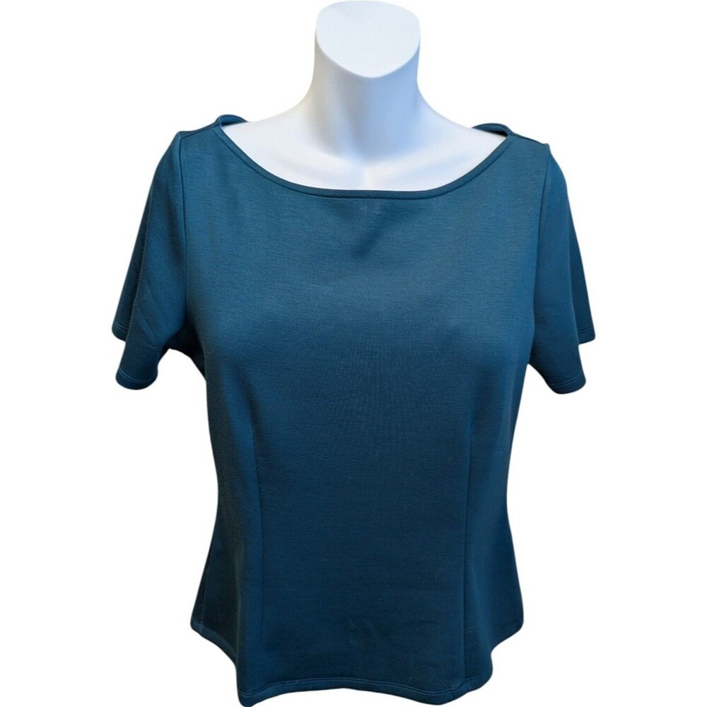 Banana Republic Boatneck Scuba Top In Teal Shadow